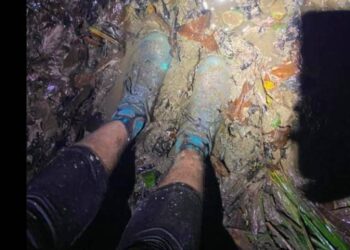 chaussures de trail mouillées