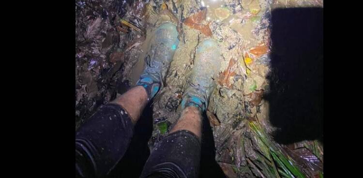 chaussures de trail mouillées