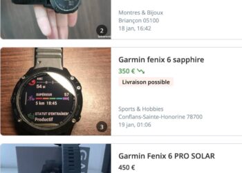 Depuis la sortie de la Fénix 7, il y a plein de Fenix 6 sur leBonCoin !