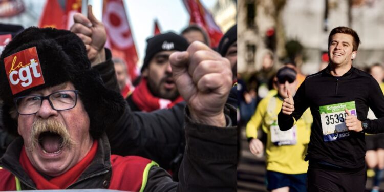 Différences : coureur du marathon de paris # manifestant